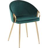 Claire Dining Chair in Emerald Green Velvet & Gold Metal
